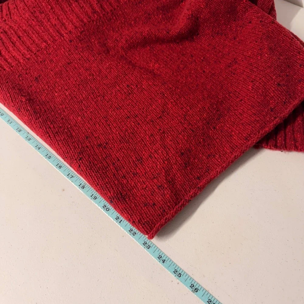 J.Crew Womens Red Donegal Merino Wool Alpaca Blend Turtleneck Sweater CO596 M